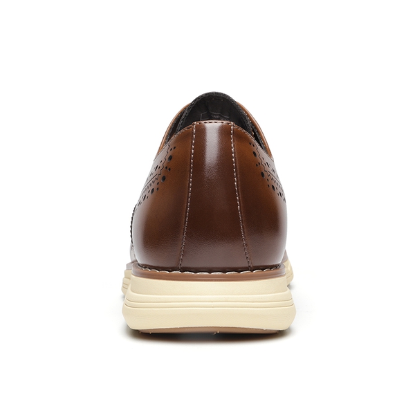 Men's Wide PU Leather Dress Sneakers - BROWN - 4
